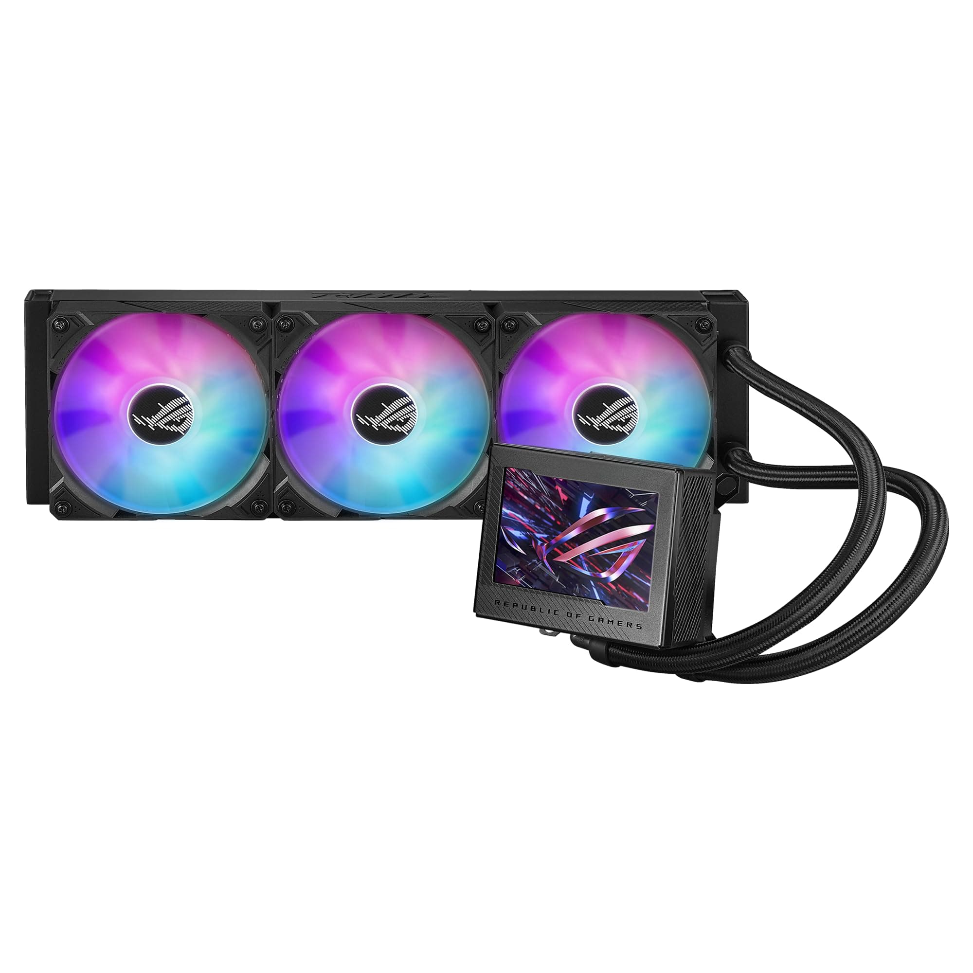 ROG Ryujin III 360 ARGB all-in-one liquid CPU cooler with 400mm radiator. Asetek 8th gen pump, 3 120mm fans, 3.5 color LCD and flagship looks, usable ...