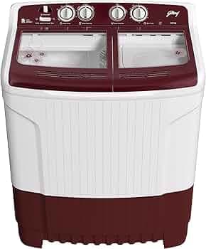 Godrej Edge 8.5 Kg 5 star Semi-Automatic Top Loading Washing Machine Appliance (WS EDGE 85 5.0 WnRd TB3 M, Wine Red, Toughened glass lids)