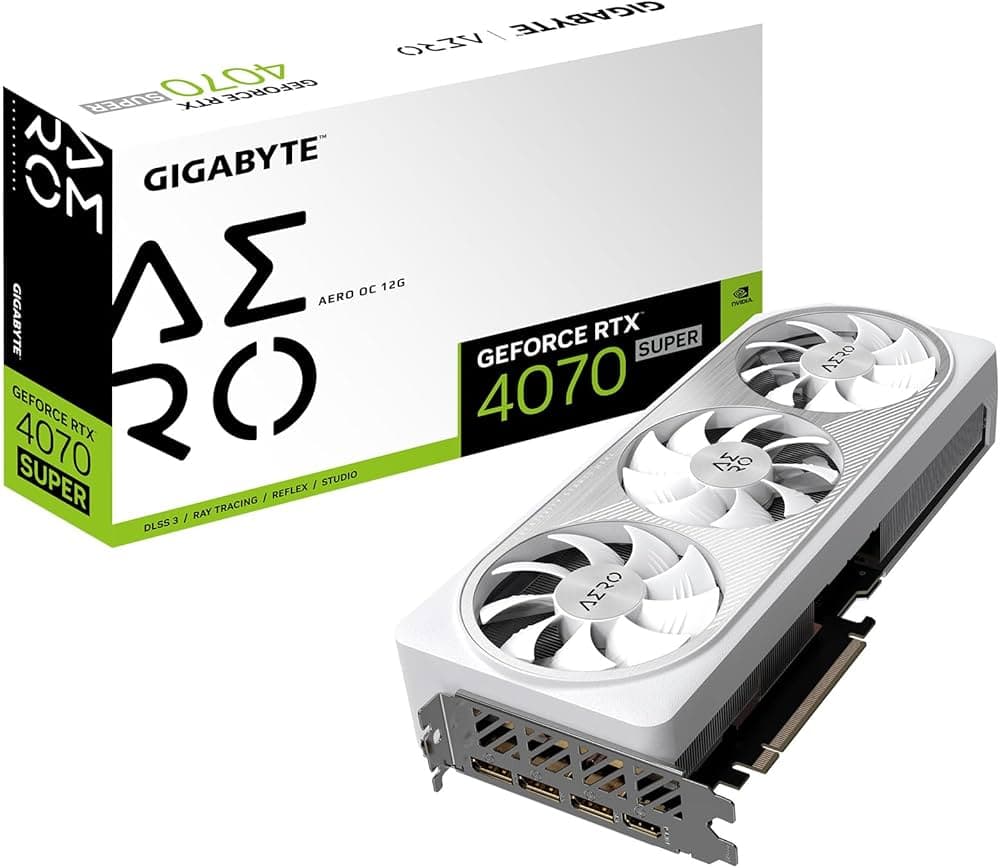 GIGABYTE GeForce RTX 4070 Super AERO OC 12G Graphics Card, 3X WINDFORCE Fans, 12GB 192-bit GDDR6X, GV-N407SAERO OC-12GD Video Card