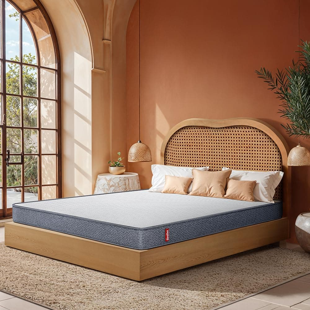 duroflex LiveIn 2 in 1 Reversible Soft & Firm Sides Roll Pack Foam Mattress Double Size (75X48X6 inches)