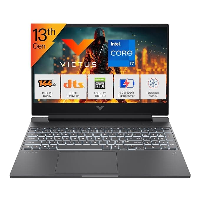 (Refurbished) HP Victus, 13th Gen i7-13620H, 6GB RTX 4050 (16GB DDR4, 512GB SSD) FHD, 144Hz, IPS, 15.6''/39.6cm, Win11, M365* Office24, Mica Silver, 2...