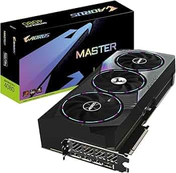 GIGABYTE AORUS GeForce RTX 4080 Master 16G Graphics Card, 3X WINDFORCE Fans, 16GB 256-bit GDDR6X, GV-N4080AORUS M-16GD Video Card