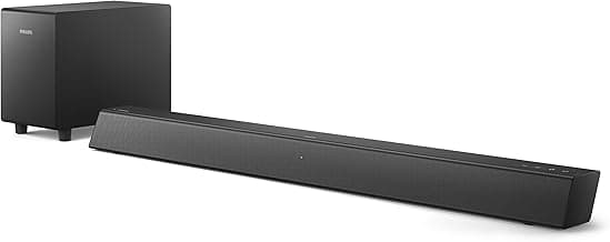 Philips TAB5305 2.1CH 70W Bluetooth Soundbar with Wireless Subwoofer, HDMI ARC, Optical Input, Metal Grille and Powerful Bass