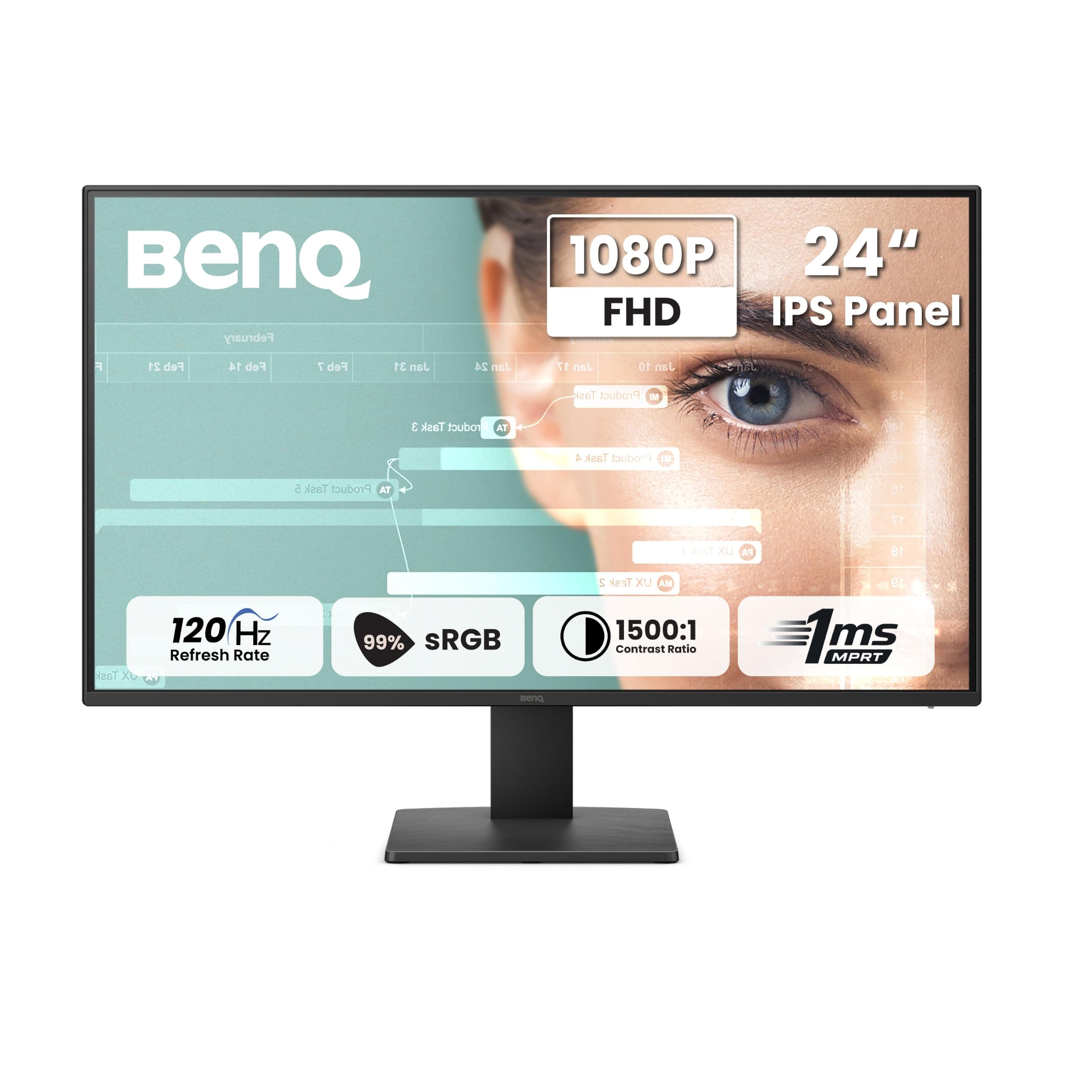 BenQ GW2491P 24"(60.96 cm) 120Hz FHD(1920x1080p) IPS Monitor|99% sRGB|Eye-careU|HDMI(v1.4)|DP(v1.2)|Ultra Thin Bezel|1ms |Eyesafe|VESA MediaSync|Low B...