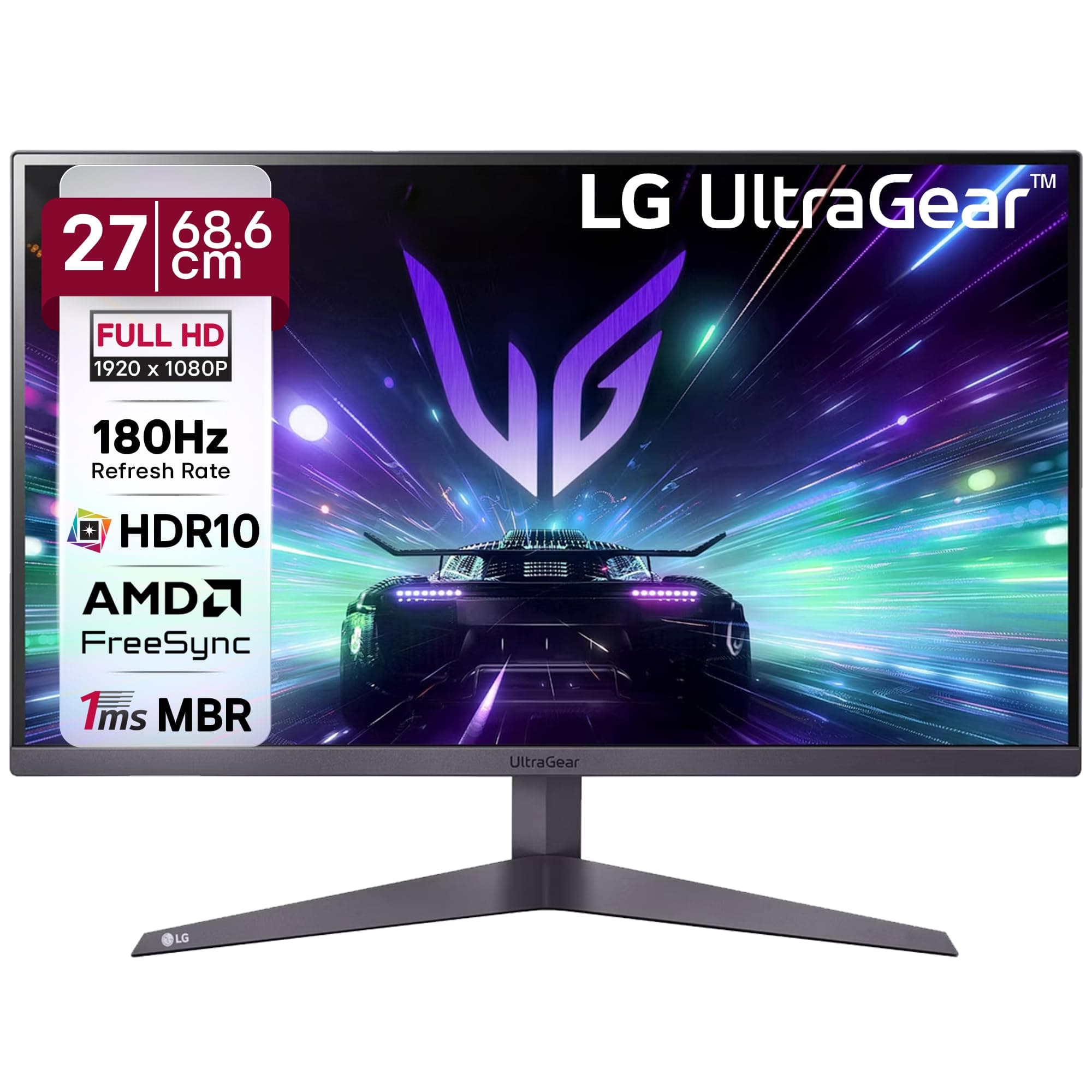 LG 27GS50F 68.6cm (27 Inch) Ultragear FHD (1920x1080) Gaming Monitor, 180Hz, 1ms MBR, AMD FreeSync™, Anti-Glare, DP, HDMI X 2