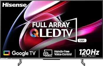 Hisense 139 cm (55 inches) 4K Ultra HD Smart QLED Google TV 55U6K (Gray)