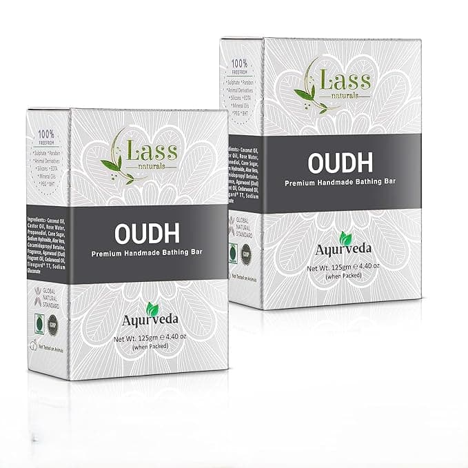 Lass Natural Oudh Handmade Bathing Bar Premium & Pure, Refreshing Aroma, Ideal For Skin Cleansing, Glowing And Nourishing- (125gm x 2)