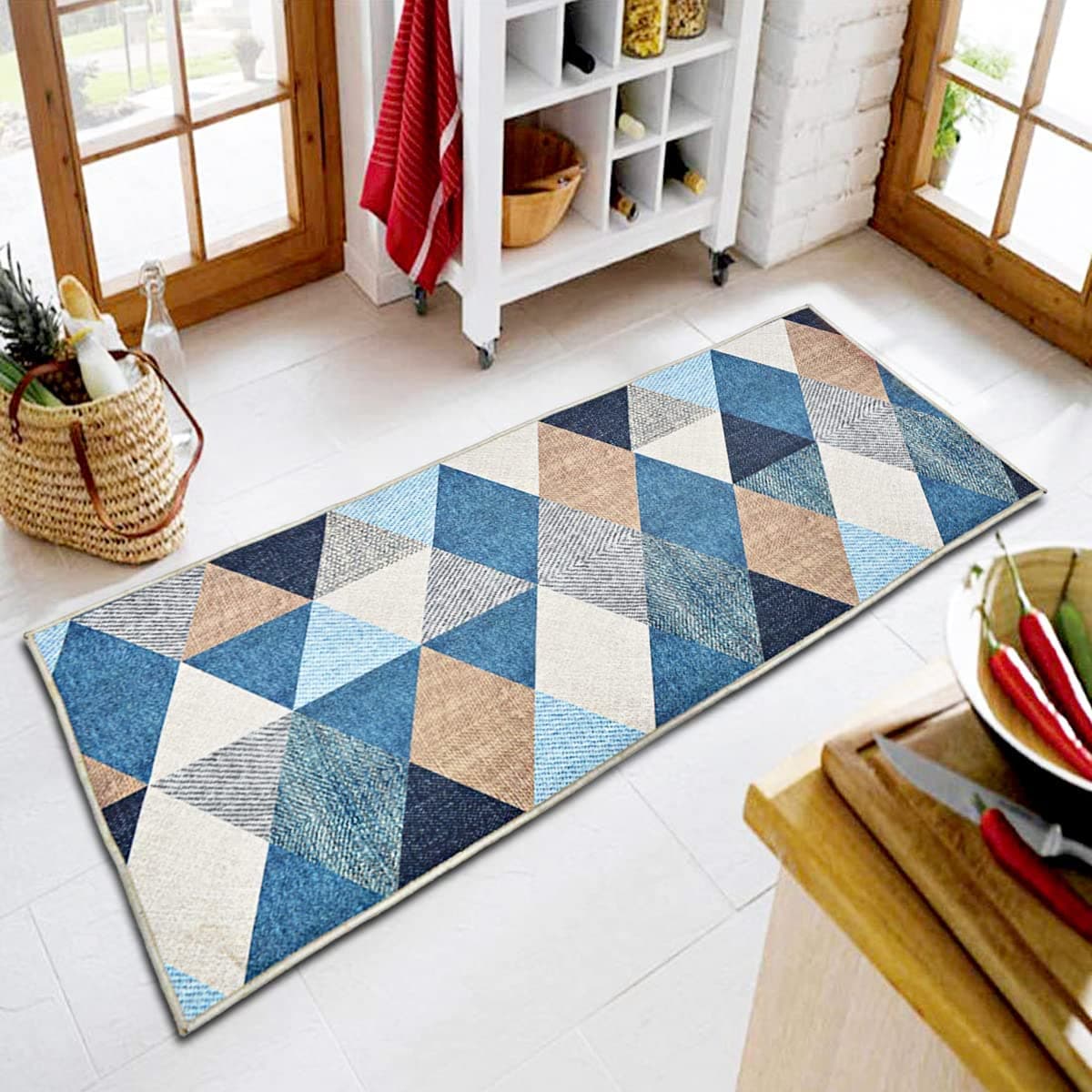 Ishro Home 3D Printed American Bedside Runner Carpet Anti Skid for Home/ Kitchen /Kitchen/Living Area/Office Entrance. (Crystals, 22x55)