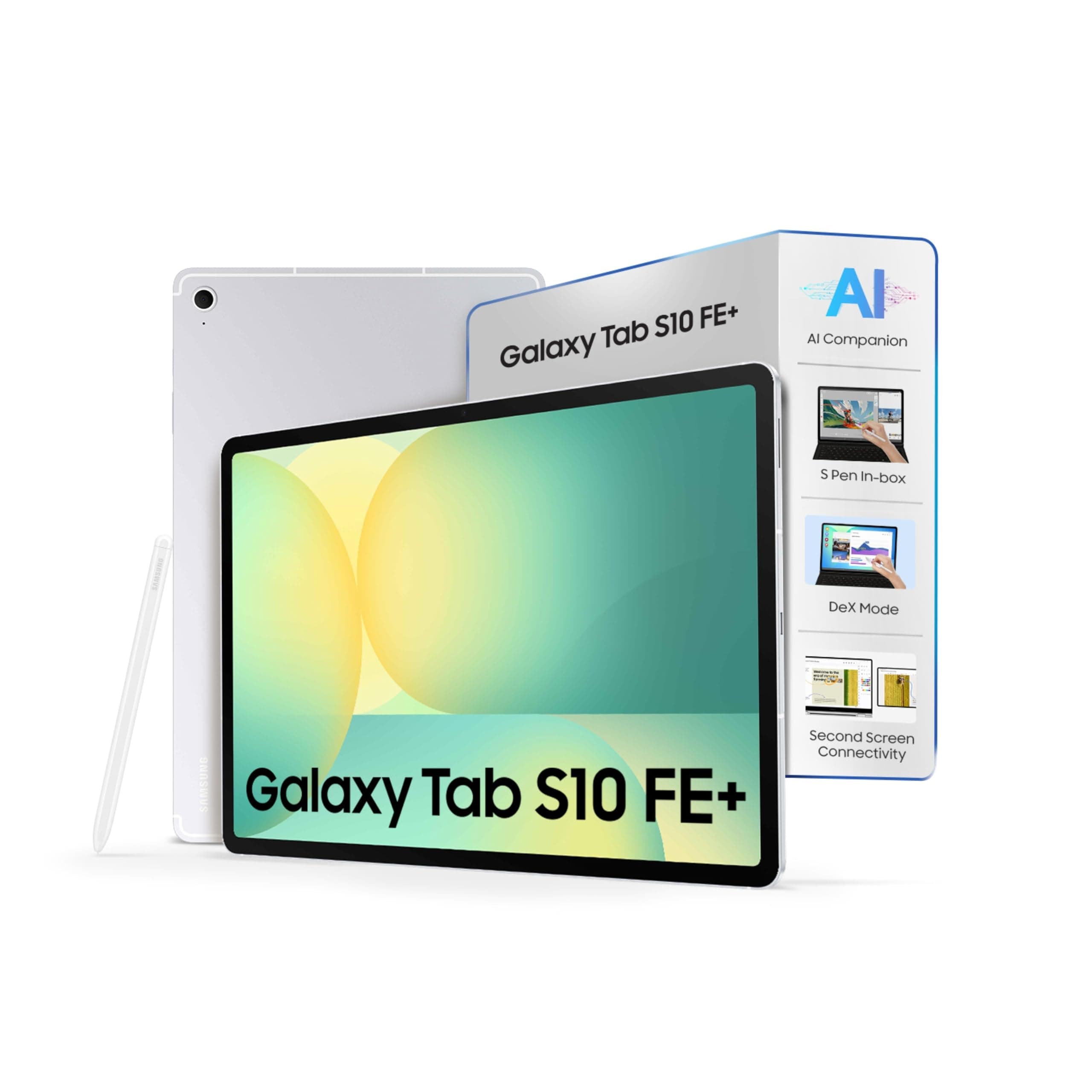 Samsung Galaxy Tab S10 FE+, S Pen in-Box, 27.7 cm (13.1 inch) LCD Display, 8 GB RAM, 128 GB Storage, Wi-Fi + 5G Tablet, Silver