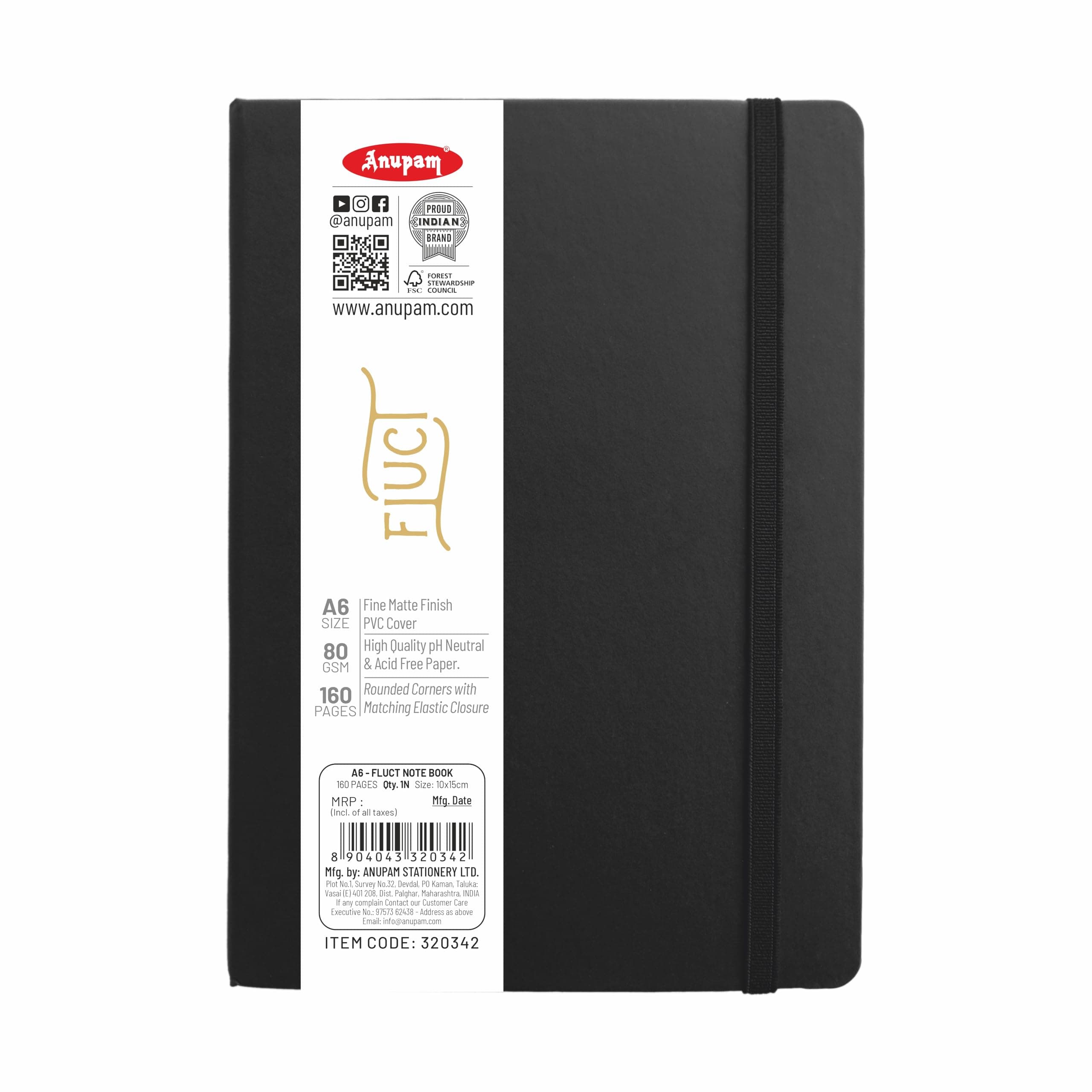 Anupam Fluct Lined Journal Notebook, 160 Pages Ruled Notebook, Ruled Journal, 80 Gsm Paper Thick Journal, A6 Matte Finish PVC Cover Journals for Writi...
