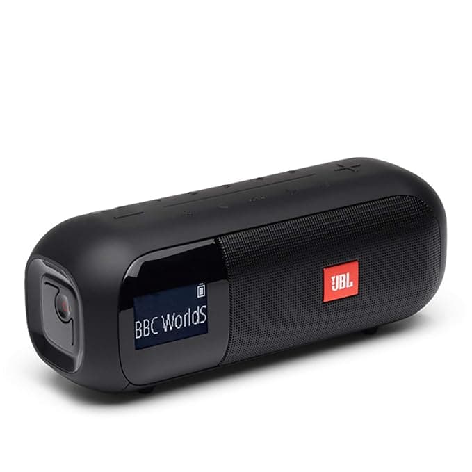 JBL Tuner2 by Harman Portable Bluetooth Speaker with FM Radio, 12 Hours of Playtime, IPX7 Waterproof and LCD Display (5W, Black) Speakers