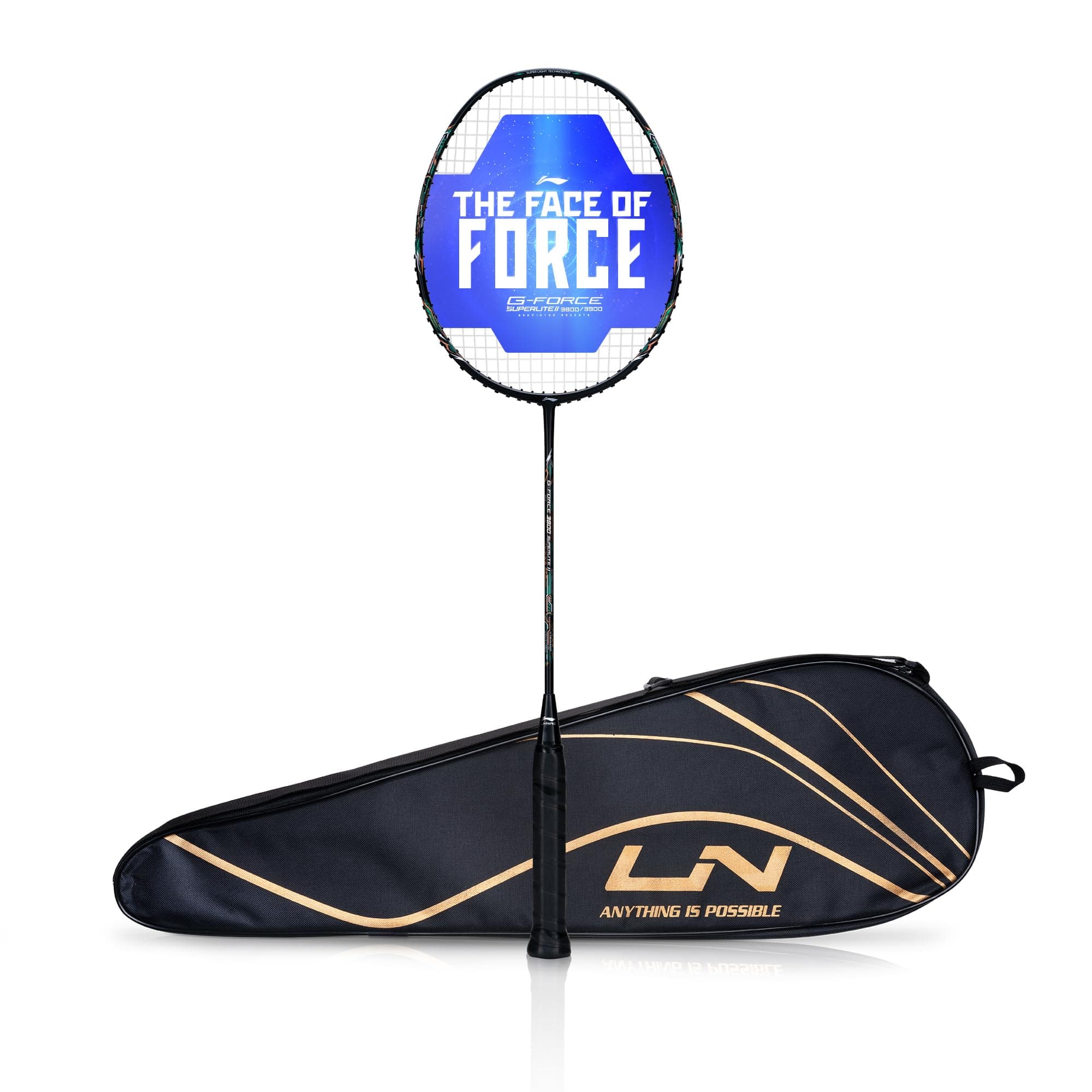 Li-Ning G-Force 3800 II Superlite Strung Badminton Racket with Full Cover | 5U | Maximum Tension 30 Lbs