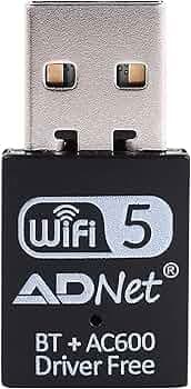 ADNET WiFi Adapter for pc Driver Free 5G Support 345Mbps USB WiFi BT Adapter 2in1 Dongle Dual Band 2.4G & 5GHz USB WiFi Bluetooth Network Wireless WLA...