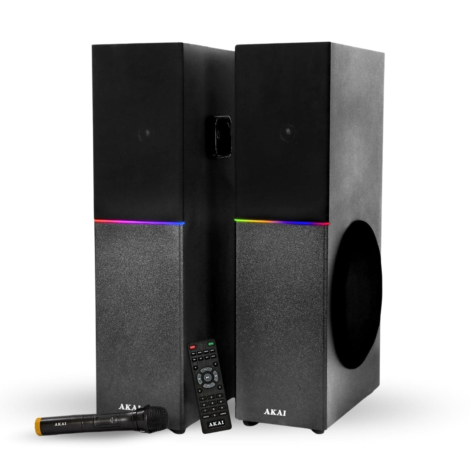 AKAI TS-120 Twin Tower Speaker System with FM, HDMI ARC and Mic Priority