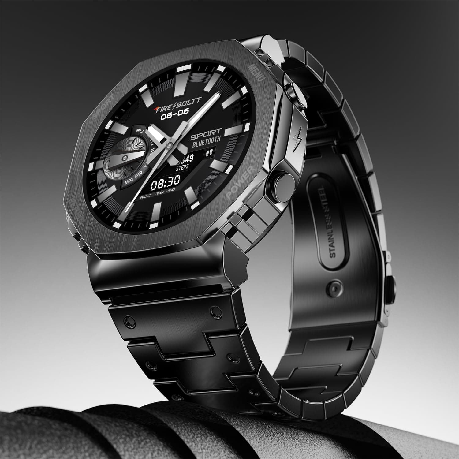 Fire-Boltt Obsidian 33.5mm (1.32 inch) AMOLED Display, Stainless Steel Design, 466 * 466 px Resolution, Bluetooth Calling, Multiple Sports Modes, Heal...
