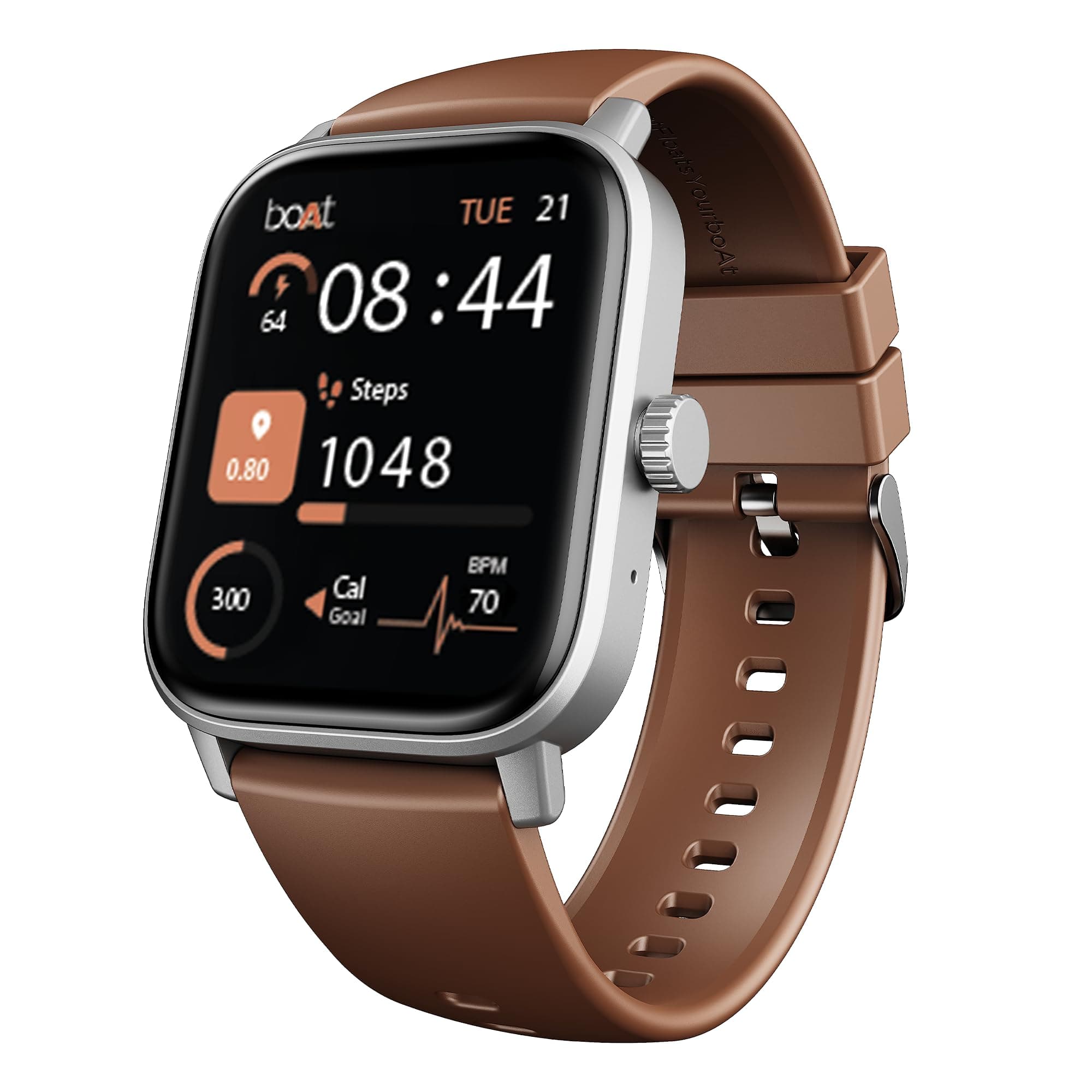 Boat Wave Call 3 Smartwatch 1.83 HD Display with Animated Watch Faces; BT Calling, Functional Crown, Multiple Sports Modes, IP68, HR, SpO2 Monitor, Sm...