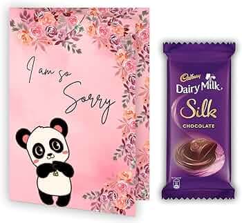 CLUZE Sorry Card With Dairy Milk Silk Chocolate Combo- Sorry Gift For Friend/Wife/Girlfriend/Boyfriend/Girlfriend/Mother/Father/Husband (Pink Sorry, S...