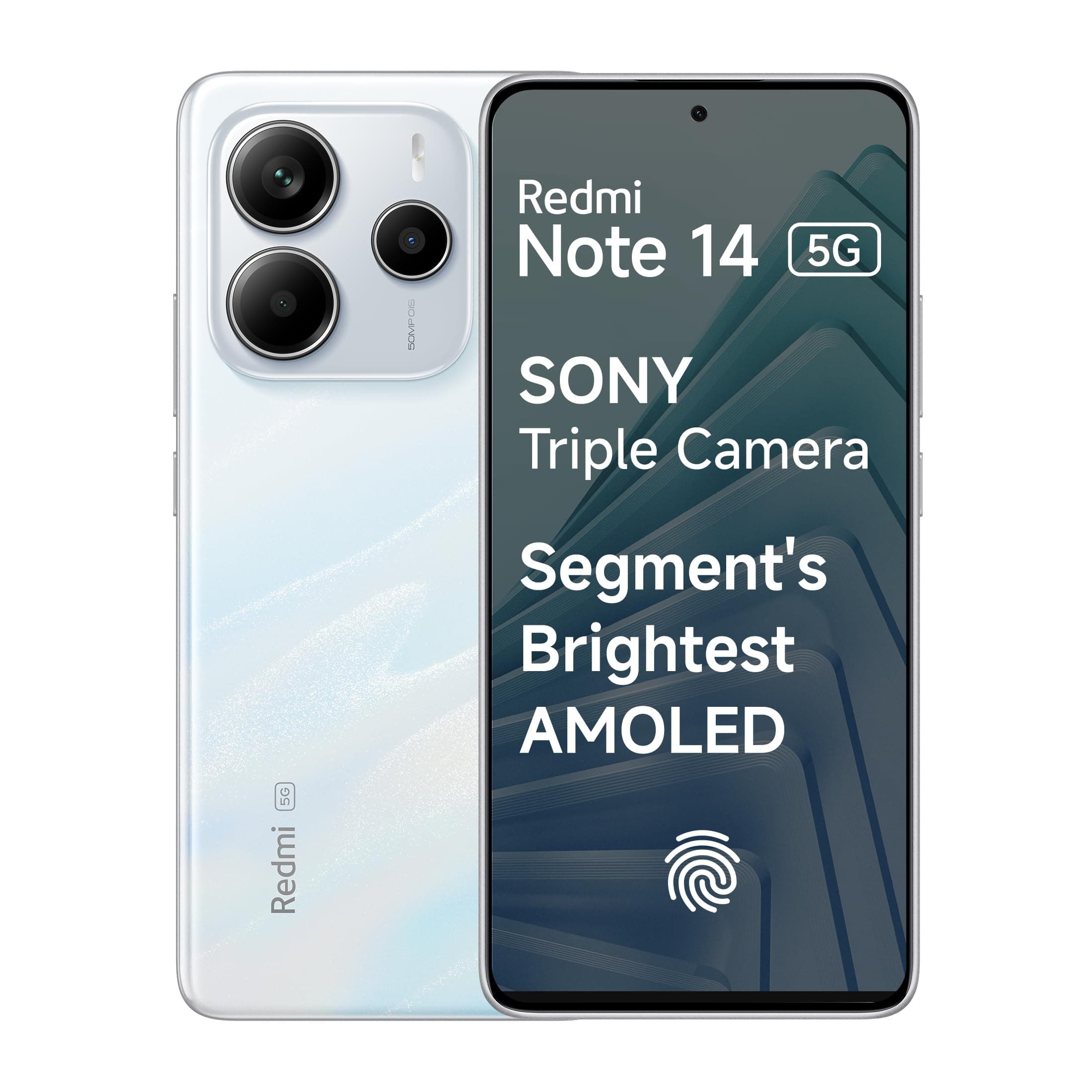 Redmi Note 14 5G (Mystique White, 6GB RAM 128GB Storage) | Global Debut MTK Dimensity 7025 Ultra | 2100 nits Segment Brightest 120Hz AMOLED | 50MP Son...
