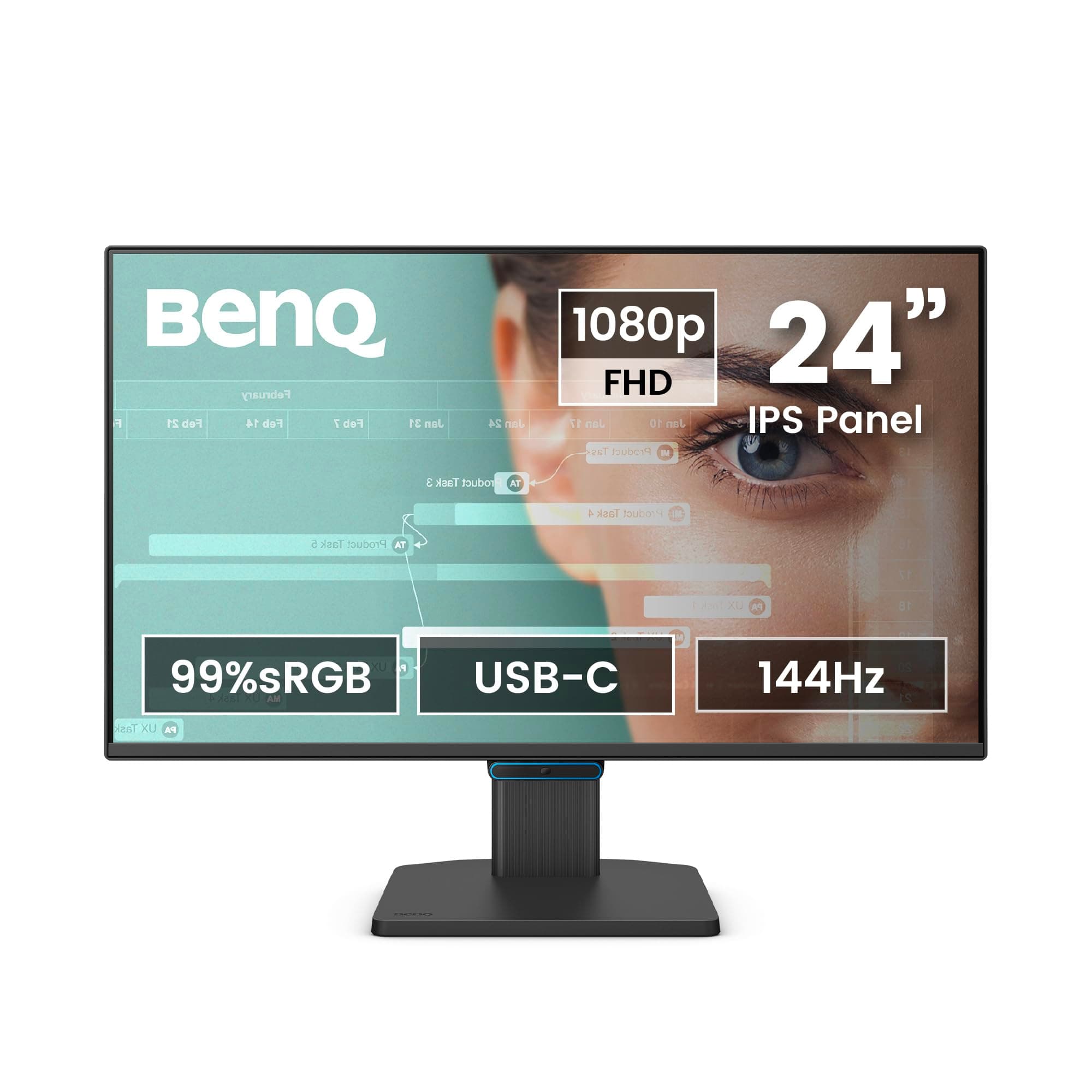 BenQ GW2490C 24" IPS 144Hz FHD Eye-Care Monitor |99% sRGB|USB-C|1500:1 Contrast|2Wx2 Speakers|Ultrathin Bezel| HDMI | DP| Flicker Free | AMD FreeSync|...