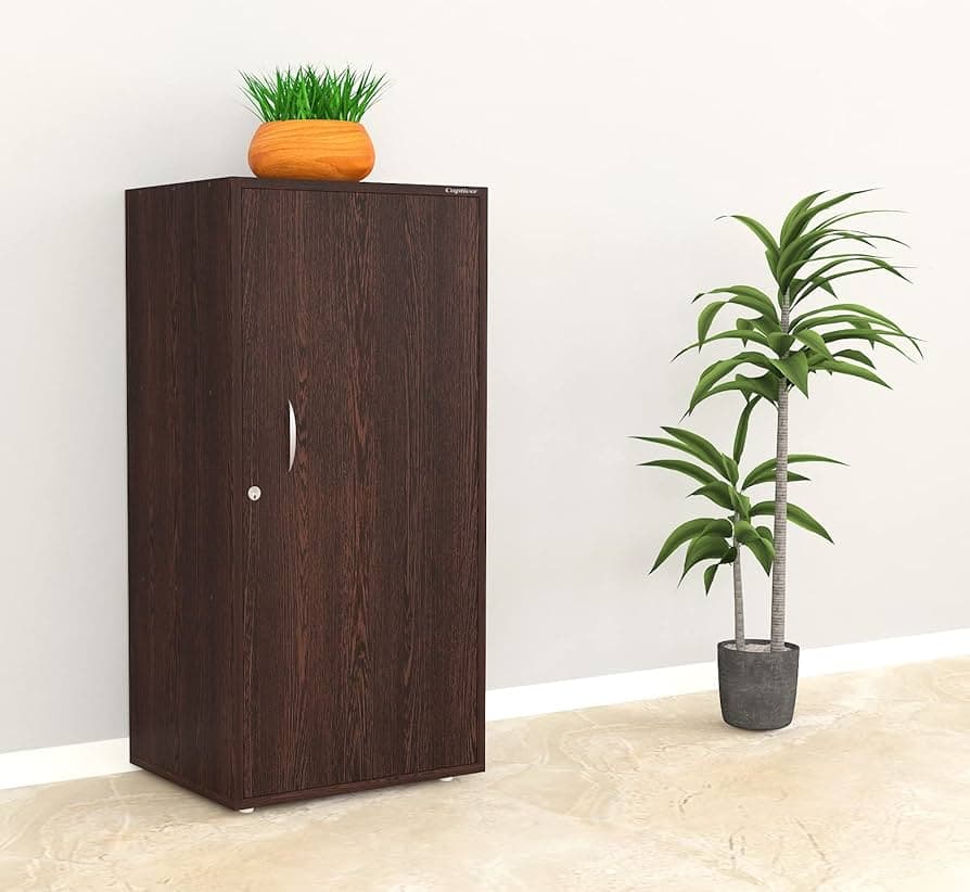 Captiver Alba Engineered Wood Free Standing Home Office Storage Wardrobe cabinets Organizer with 1 Door Lockable (19X15X38 Inch, Wenge)