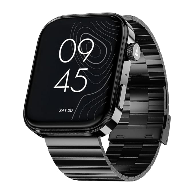Boat Chrome Endeavour, 1.96” (4.97 cm) AMOLED Display, AI Coach Health Insights, Advanced S1 Processor, Auto Heart Rate, HRV, VO2 Max, Stress, TBT, IP68, Smart Watch for Men & Women (Steel Black)