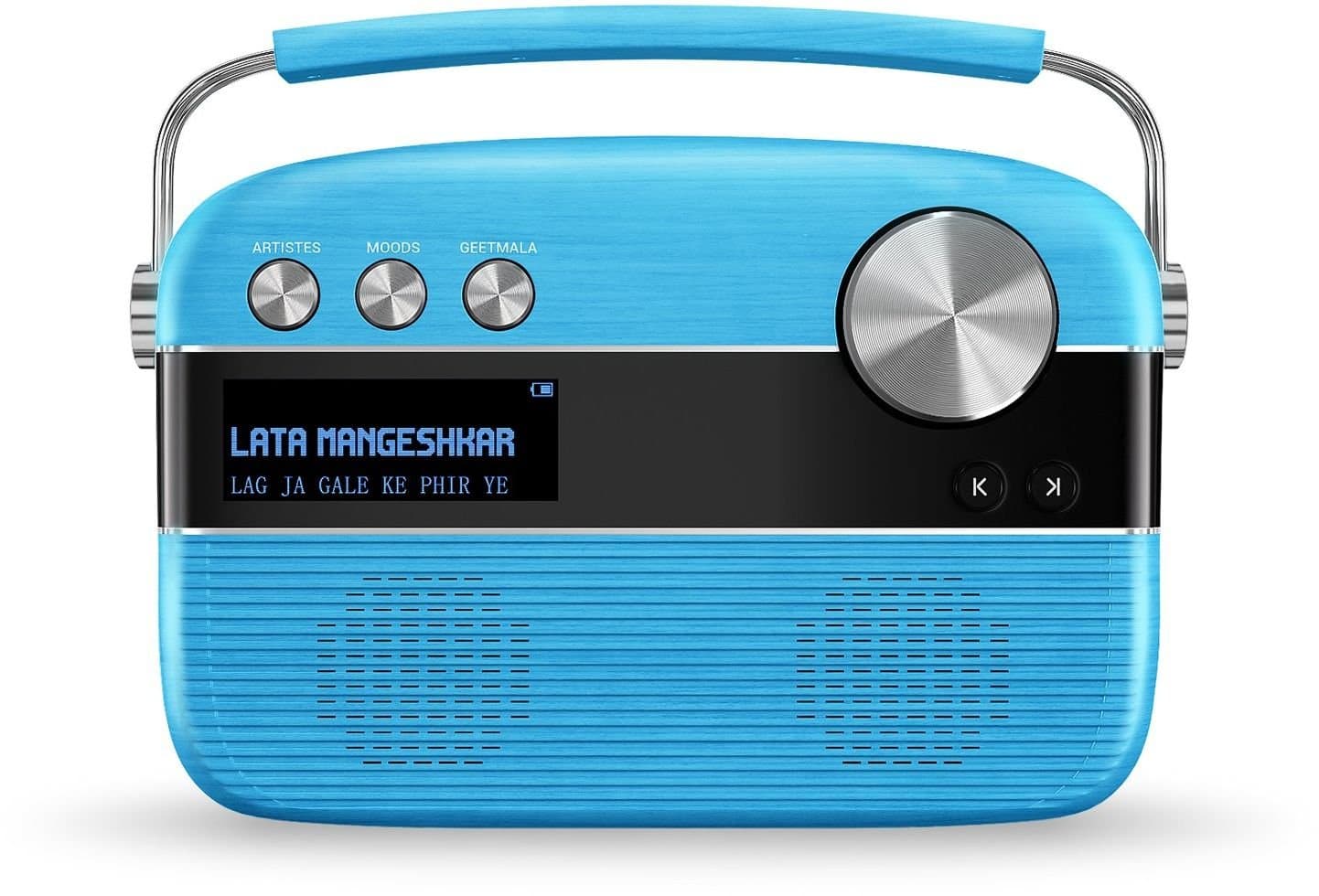 Saregama Carvaan Hindi - Portable Music Player with 5000 Preloaded Songs, FM/BT/AUX (Electric Blue)