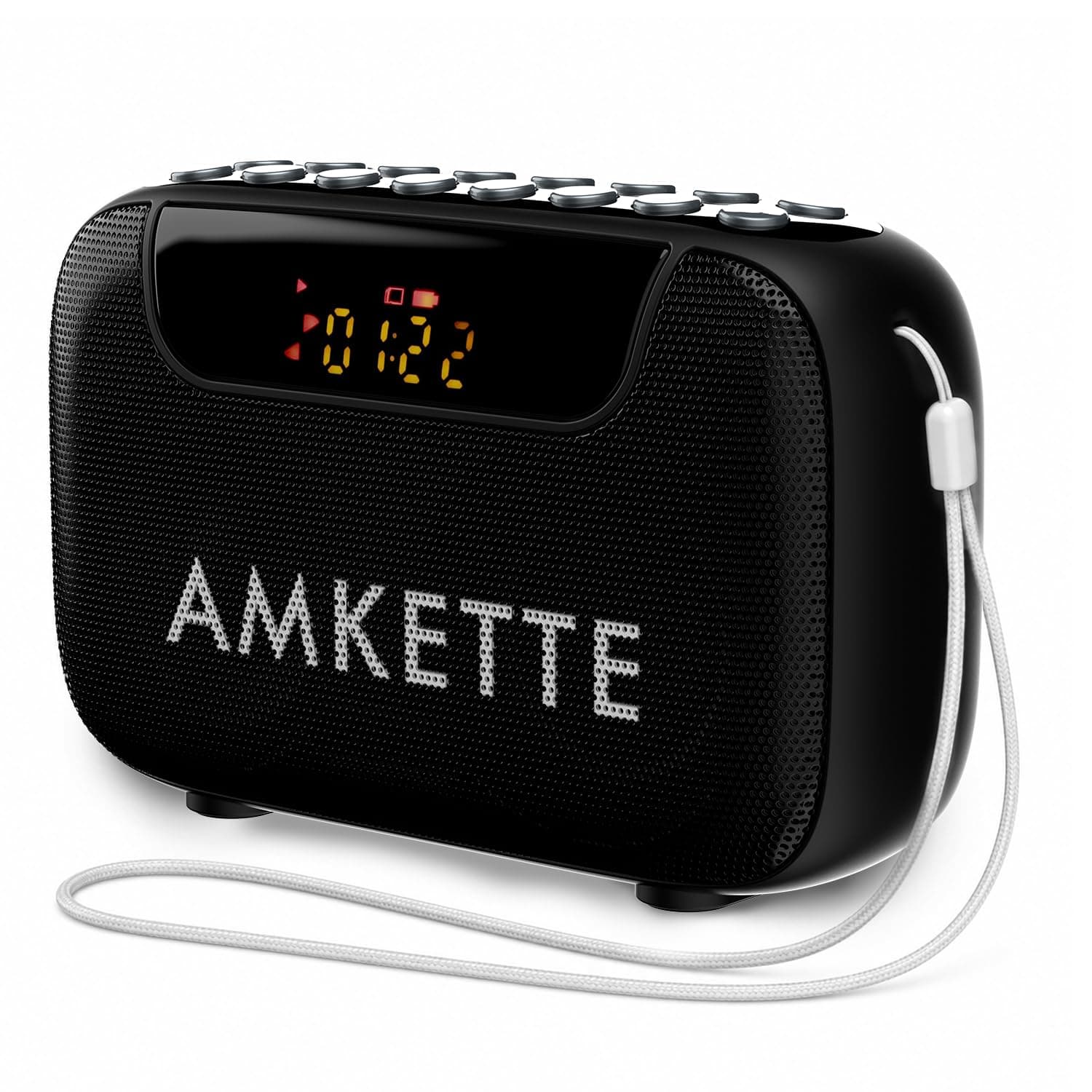 Amkette Pocket Blast FM Radio Bluetooth Speaker with Type C Charging, Hidden Antenna, 6W Output, Voice/FM Recording, 7+ Hours Playback, and Number Pad