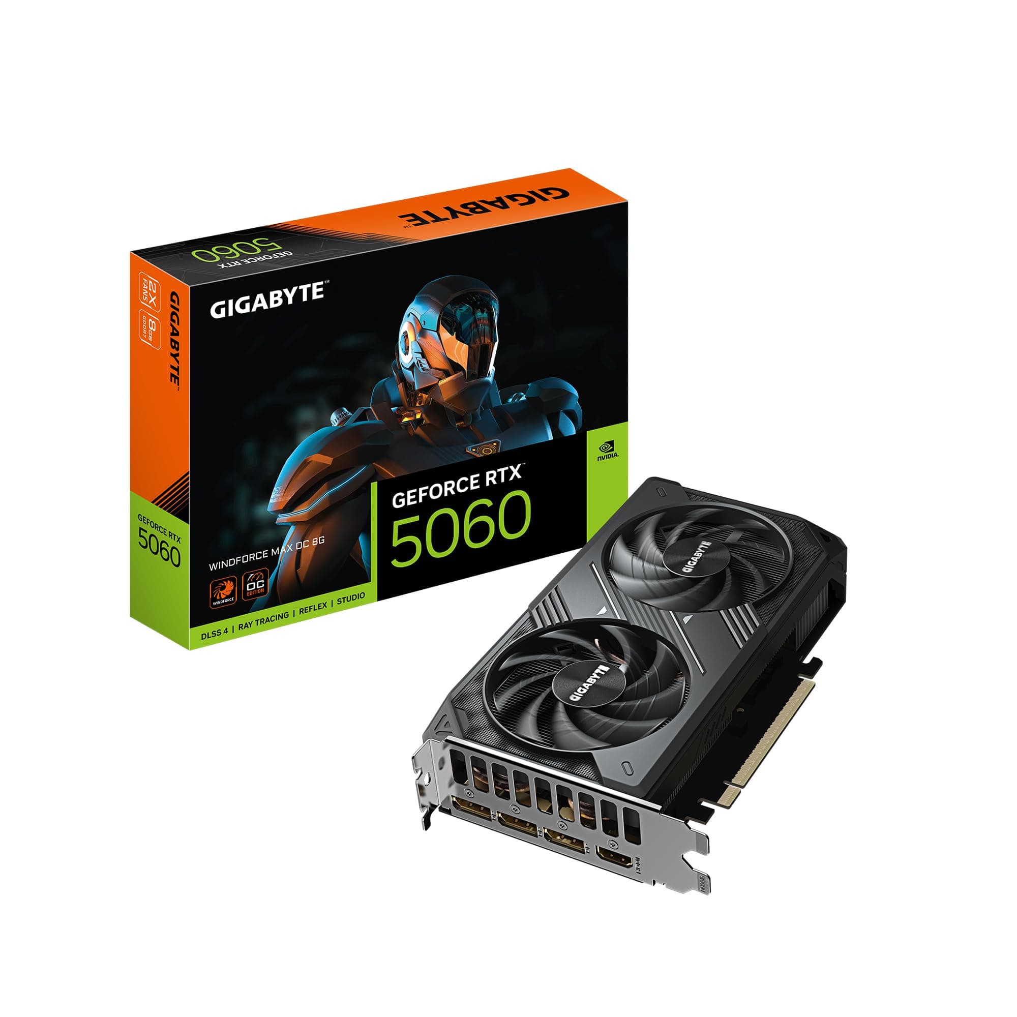 GIGABYTE GeForce RTX 5060 WINDFORCE MAX OC 8GB GDDR7, PCIe 5.0 Graphics Card Blackwell DLSS 4, 3840 CUDA Cores, 2512 MHz Boost Clock, 128-bit, HV Fan...