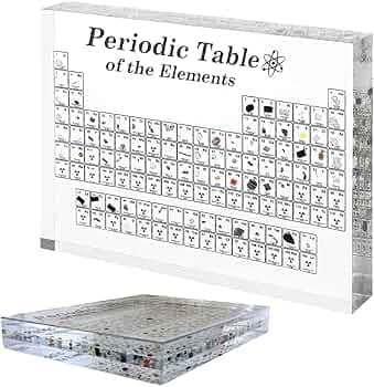 BRAINLE Large 3D Periodic Table of Elements Chart, Authentic 83 Real Elements Inside Glass, Educational Chemistry Science Poster, 21 CM x 14 CM Acryli...