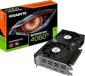 GIGABYTE NVIDIA GeForce RTX 4060 Ti WINDFORCE OC Graphics Card - 8GB GDDR6, 128-bit, PCI-E 4.0, 2550MHz Core Clock, 2X DP 1.4, 2X HDMI 2.1a, NVIDIA DL...