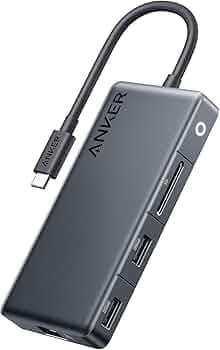 Anker 341 USB-C Hub (7-in-1, 4K HDMI Display) with 3 5Gbps USB-C and USB-A Data Ports, Max 100W Power Delivery, Ethernet for Lenovo, Dell XPS, HP Lapt...