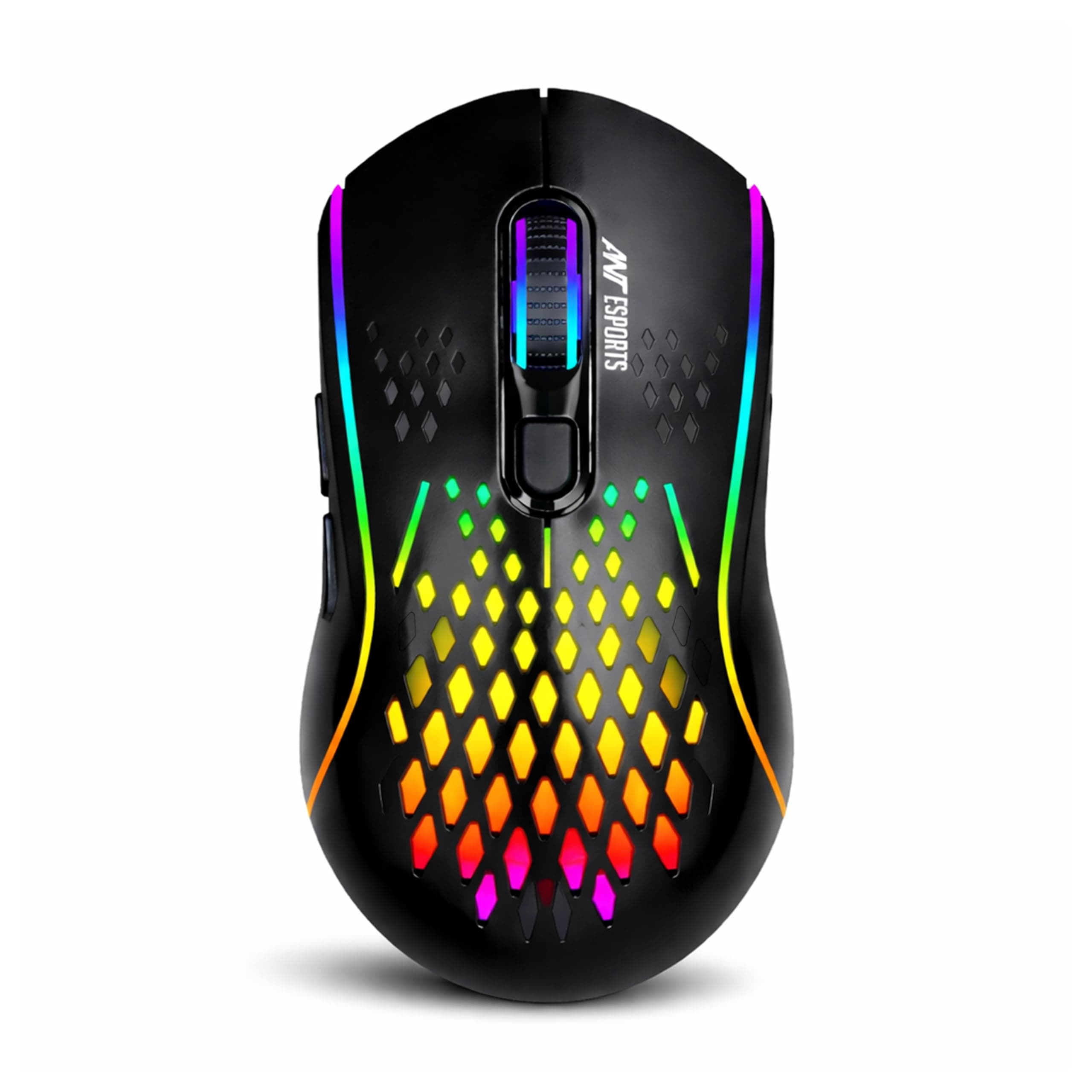 Ant Esports GM700 Lightweight Wireless RGB Gaming Mouse, Rechargeable Mouse with Honeycomb Shell, 11 Led Light Modes, 4 Adjustable DPI, 2.4GHz Wireless RGB Mouse for Laptop PC Mac