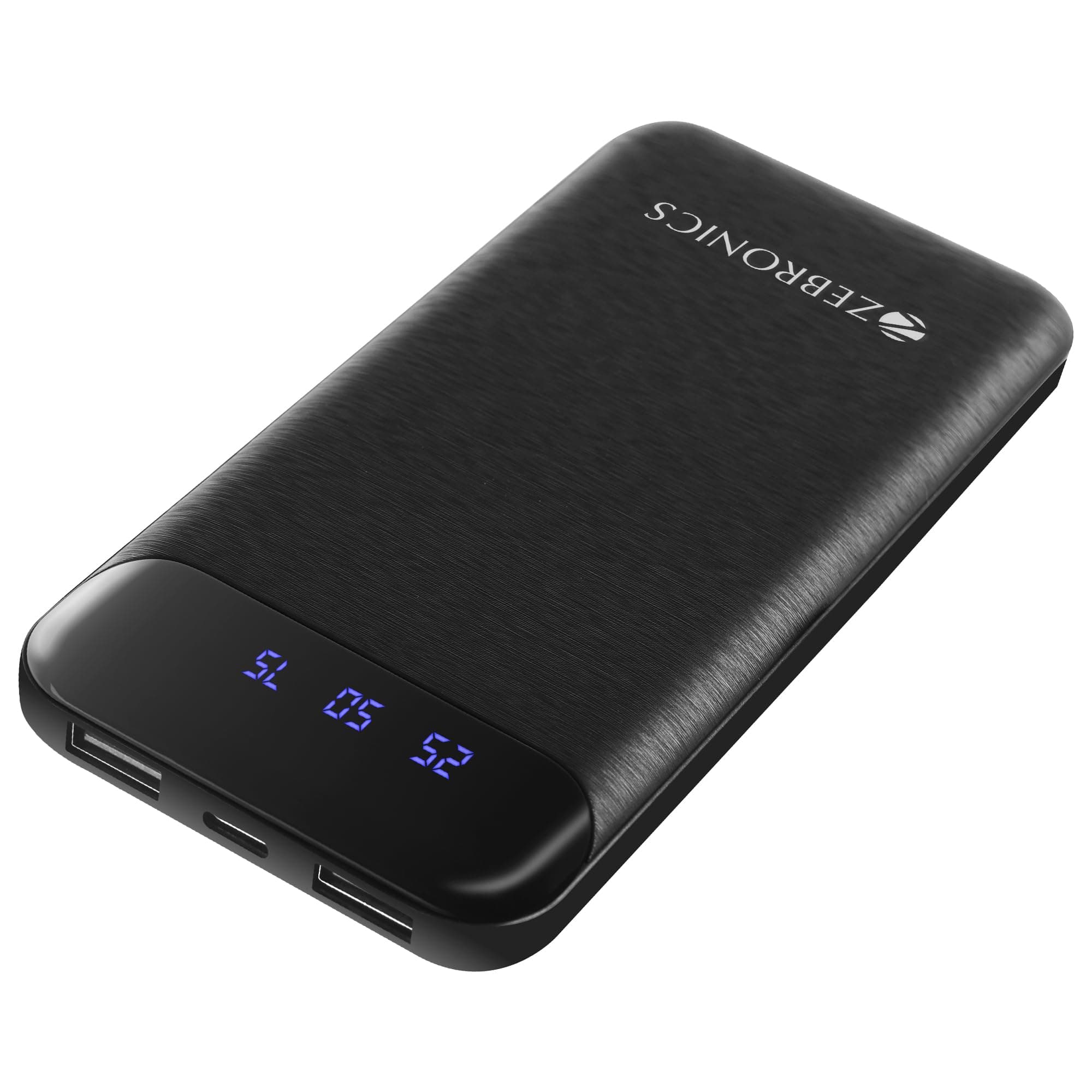 ZEBRONICS MB10000S4 Power Bank, 10000 mAh, Dual USB Output, Type C & Micro USB Input, Built in Protections, Percentage LED Display, Included USB to Ty...