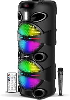 FRONTECH Groove Multimedia Wireless Trolley Speaker - 24W Output, Bluetooth 5.0, LED Display, Disco Light, Wheels, Handle - (SW-0179, Black)