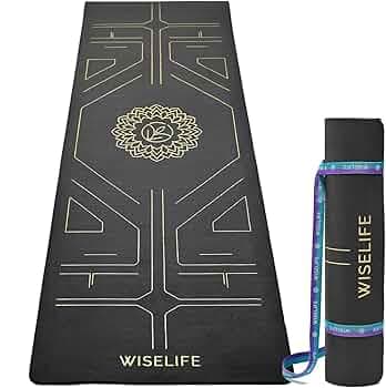 Wiselife Tru Alignment Yoga Mat + Sleek Yoga Strap For Men And Women (Probalance Tpe Material 6Mm Extra Thick Extra Long Extra Wide) (Charcoal), Black