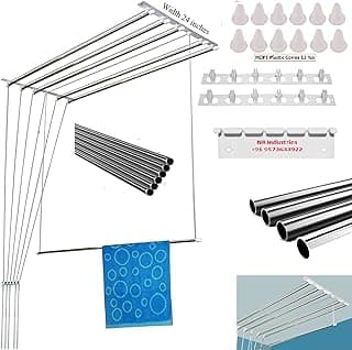 NR Industries Stainless Steel Rust Proof Ceiling Clothes Hanger/Rack Roof Mount Cloth Dryer with Individual Drop Down Railers (NRI 8 Feet)