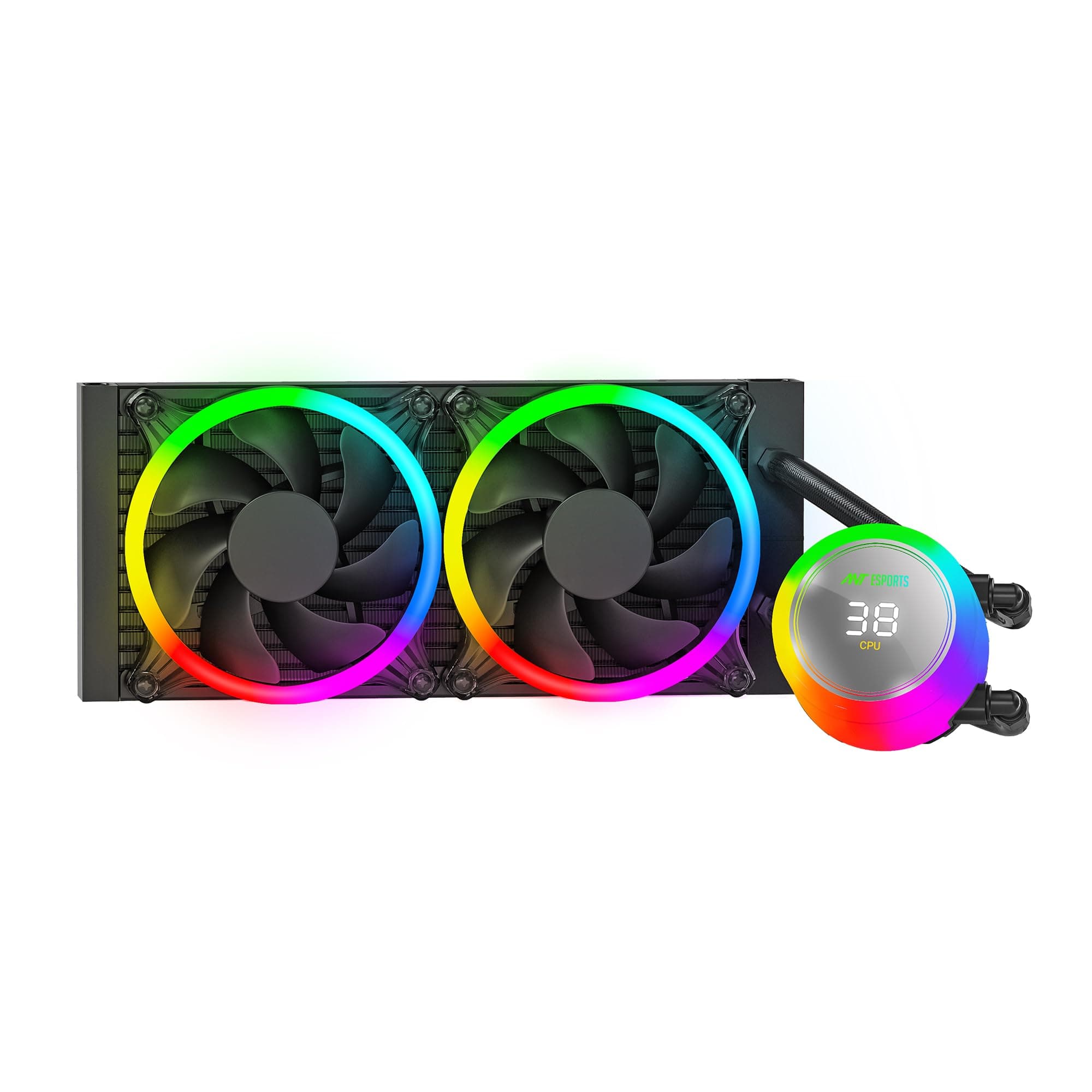 Ant Esports ICE Chroma 240 ARGB 240mm ARGB Liquid Cooler/AIO with CPU Temperature Display - Black | Support Intel & AMD CPU Socket AM5, AM4, AM3, LGA1...