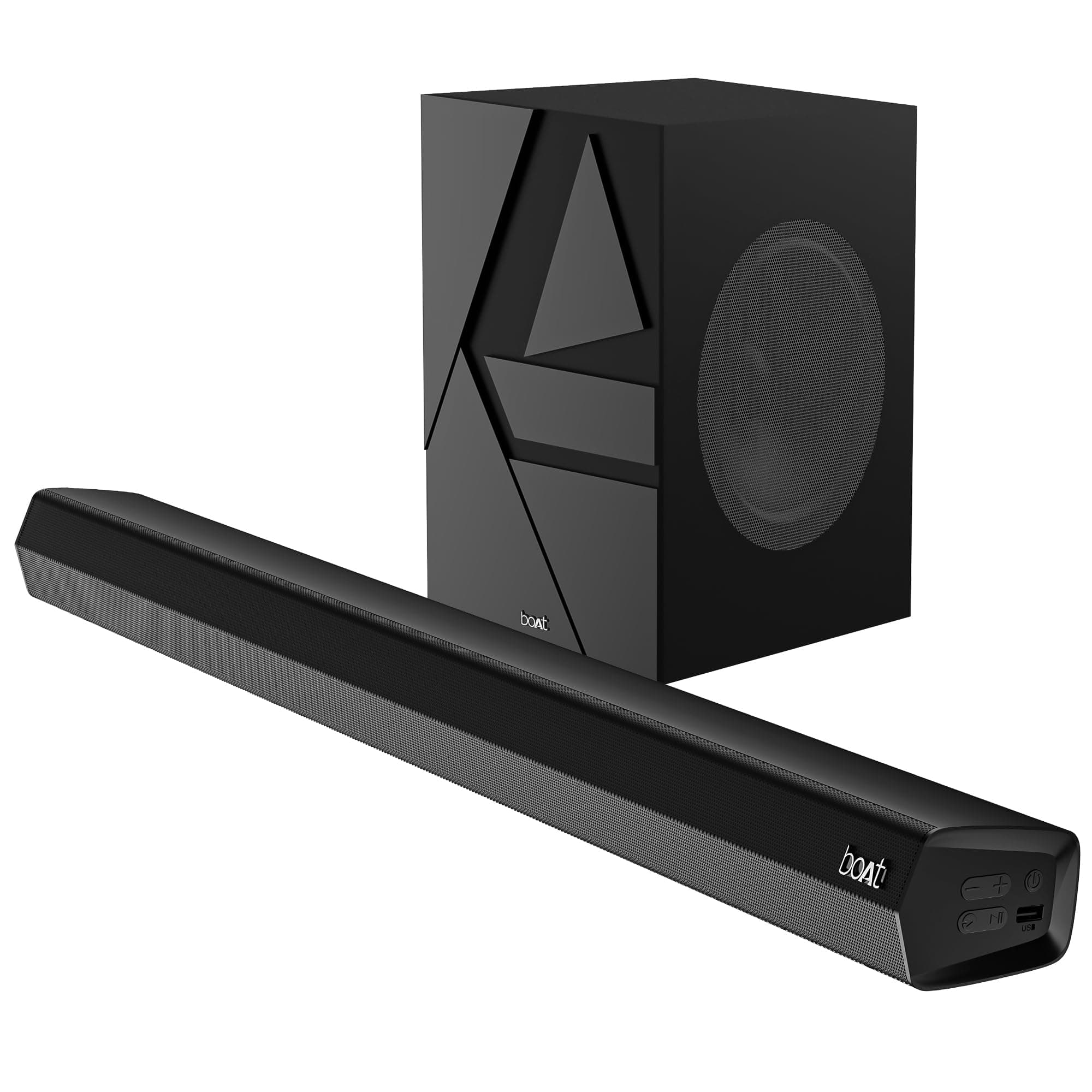 boAt Aavante Bar Quake, Wired Subwoofer, 200W RMS Signature Sound, 2.1CH, Multiple Ports, Bass & Treble Controls, 4 EQ Modes, Bluetooth Sound bar, Hom...