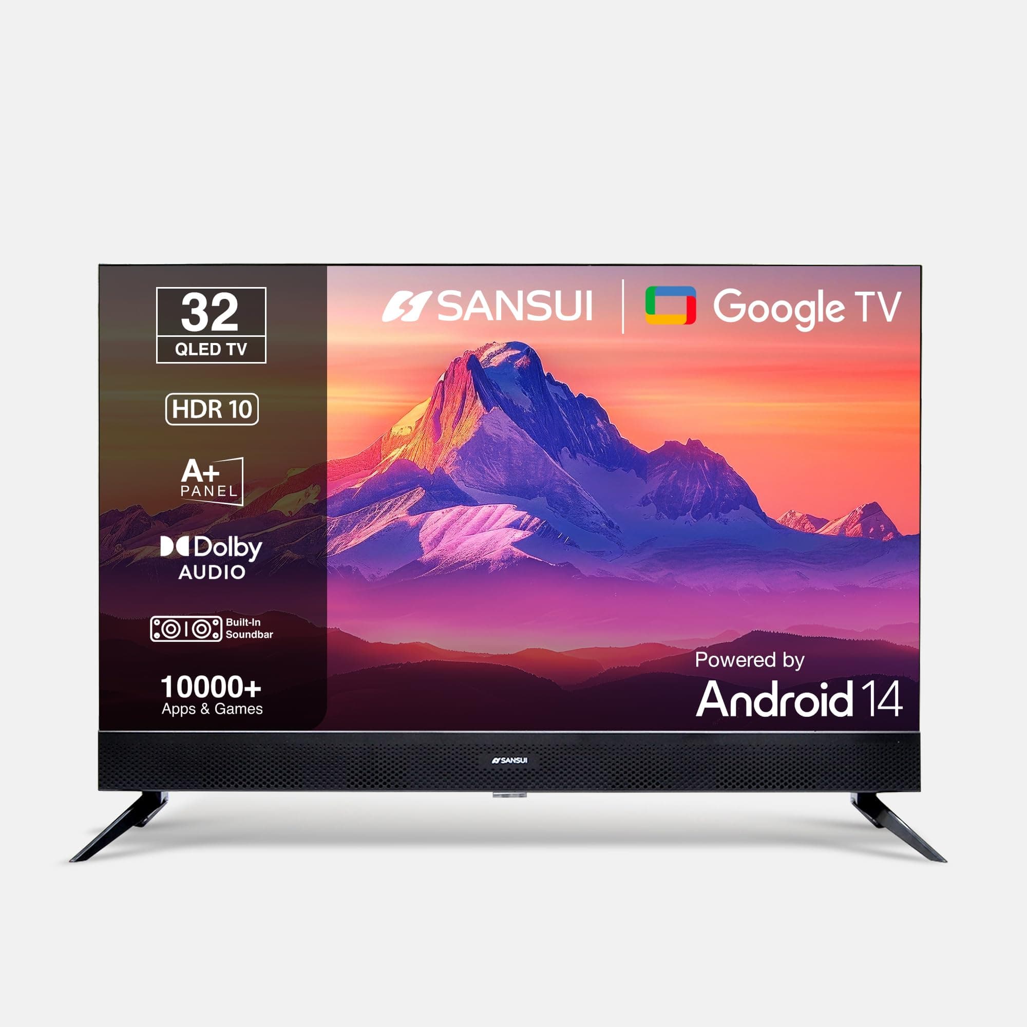 SANSUI 80cm (32) Google TV with QLED Display, HDR10, Dolby Audio, Built-in Soundbar, Filmmaker Mode, 60Hz Refresh Rate JSS32GSQLED (Black)