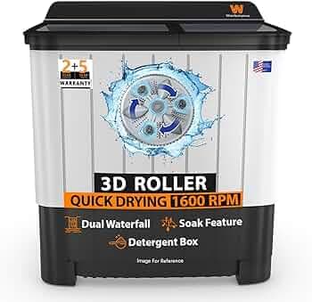 White Westinghouse 11kg Double Layered Toughen Glass Semi Automatic Washing Machine with Hammer Wash Technology (SFW110G, White & Black, Hammer Wash T...