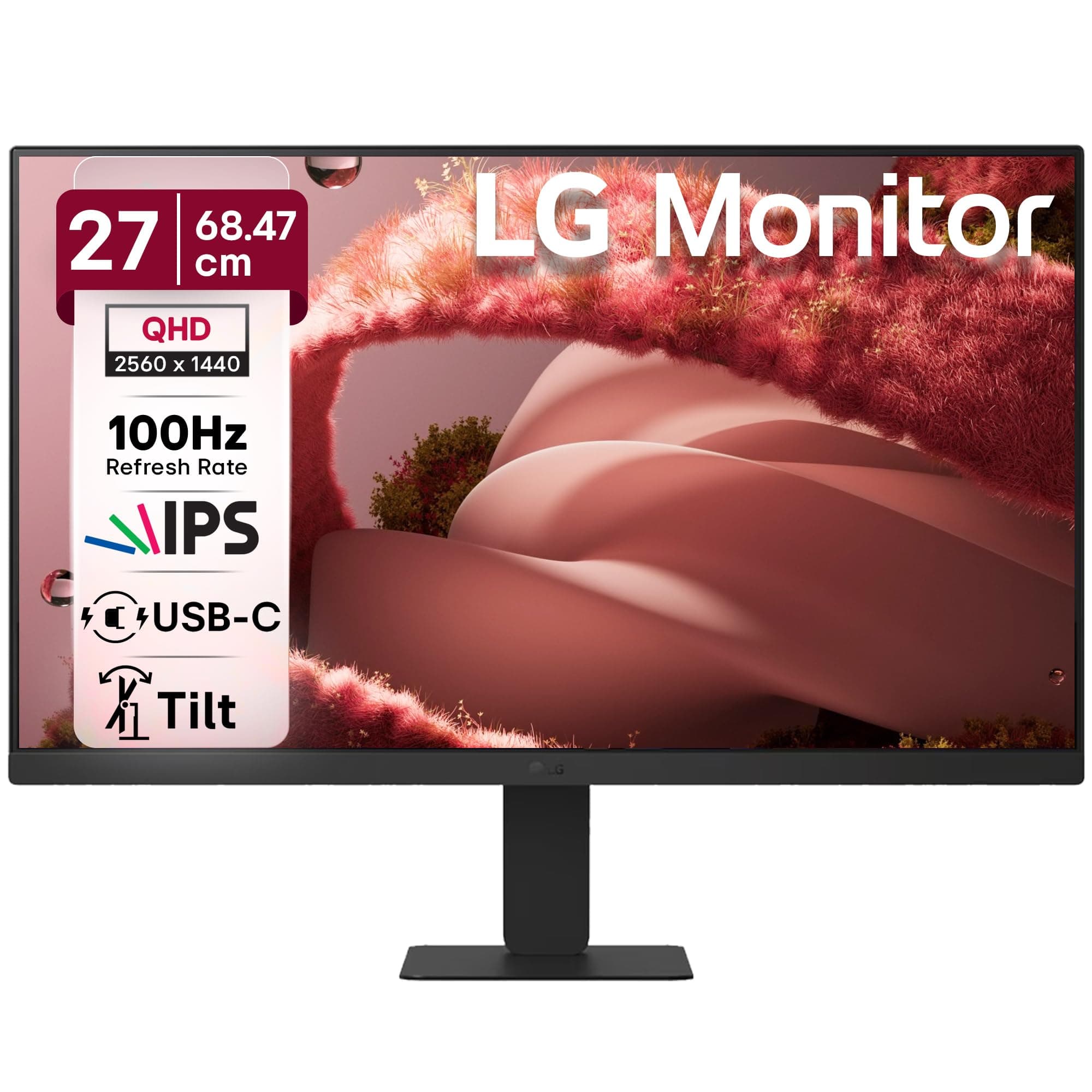 LG 27U631A IPS QHD (2560x1440) Monitor, 27 Inch, 100Hz, sRGB 99% (Typ.), HDR10, USB-C with PD 15W, HDMI, 3 Side Virtual Borderless, Head Phone Out, Re...