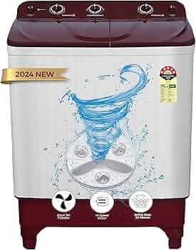 Power Guard 7 kg 5 Star Semi-Automatic Top Loading Washing Machine Appliance (2024 Model,PG70WM-BG-OP, Burgundy, Powerful Motor, Effective Wash Pulsat...