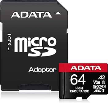 ADATA HIGH Endurance 64GB microSDXC/SDHC, UHS-I U3, V30, A2 Card,R/W Speed Upto 100/80MB/s-AUSDX64GUI3V30SHA2-RA1