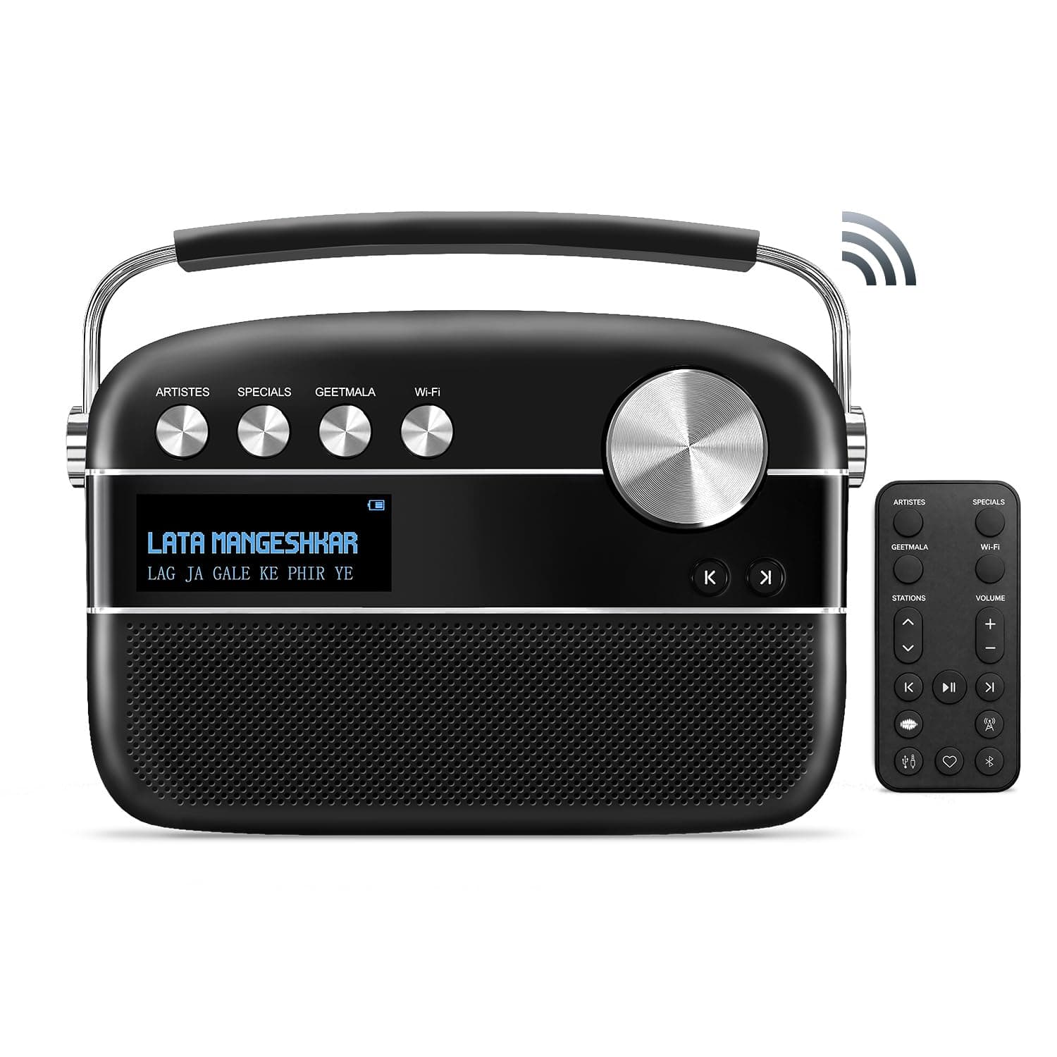Carvaan Saregama 2.0 Hindi Portable Music Player with 5000 Pre-Loaded Songs with Podcast, FM/BT/AUX (Classic Black)