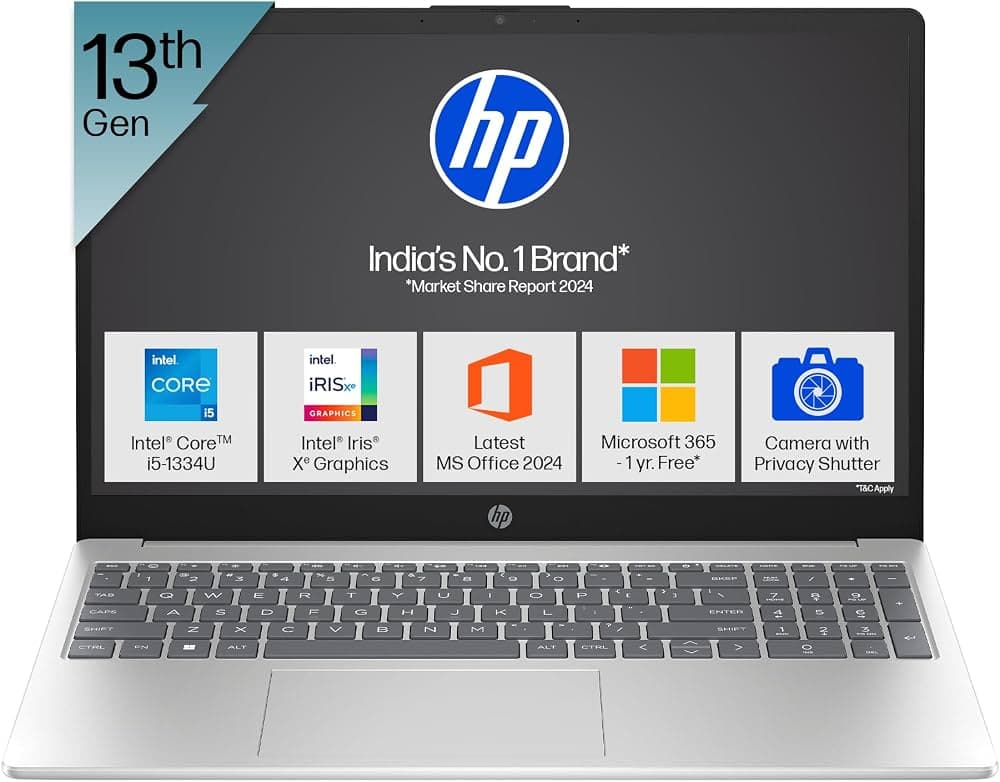 (Refurbished) HP 15, 13th Gen Intel Core i5-1334U, 16GB DDR4, 512GB SSD, (Win 11, Office 24, Silver, 1.59kg), Anti-Glare, 15.6-inch(39.6cm) FHD Laptop...