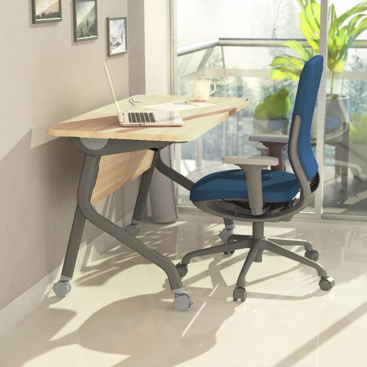 GODREJ INTERIO Fold Prelaminated Twin Particle Board Study Table (1-Year Warranty, Siam Teak, Knock Down) (Compact)