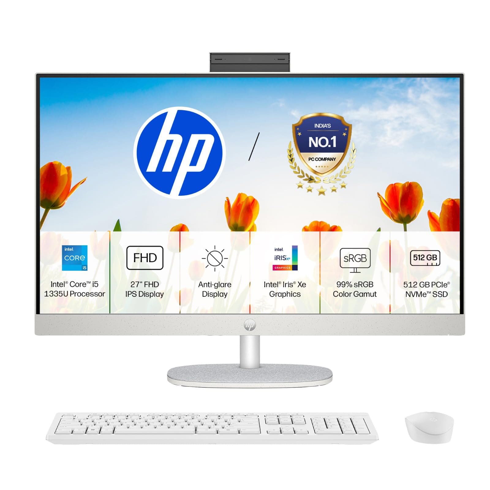 HP All-in-One, 13th Gen Intel Core i5-1335U (16GB DDR4, 512GB SSD) IPS, Three-Sided, Micro-Edge, Anti-Glare, FHD, 27''(68.6cm), Win 11 Home, Office 24, 6.42kg, FHD IR Camera, 27-cr0721in