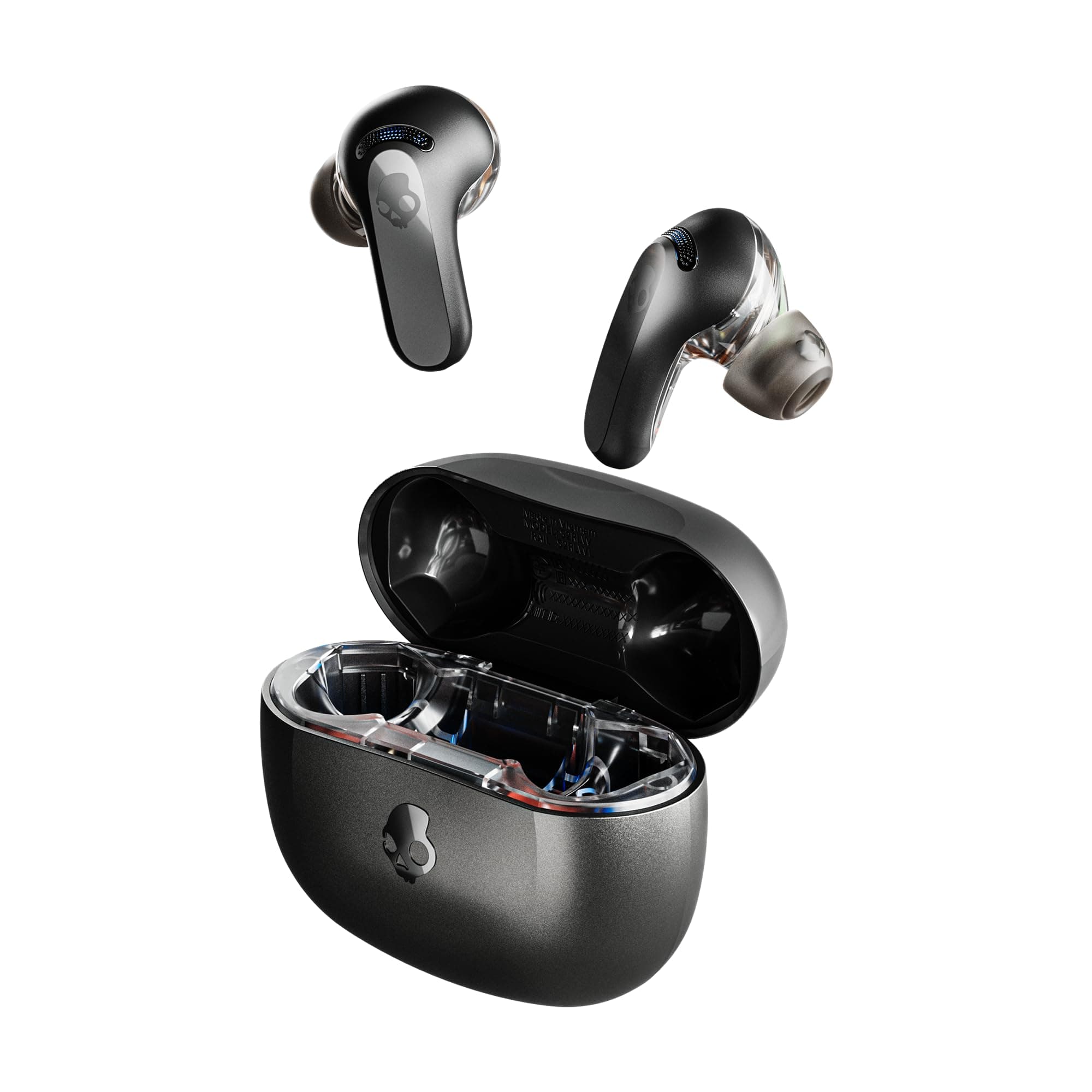 Skullcandy Rail ANC in-Ear Noise Cancelling Wireless Earbuds, 38 Hr Battery, Microphone, Works with iPhone Android and Bluetooth Devices - True Black