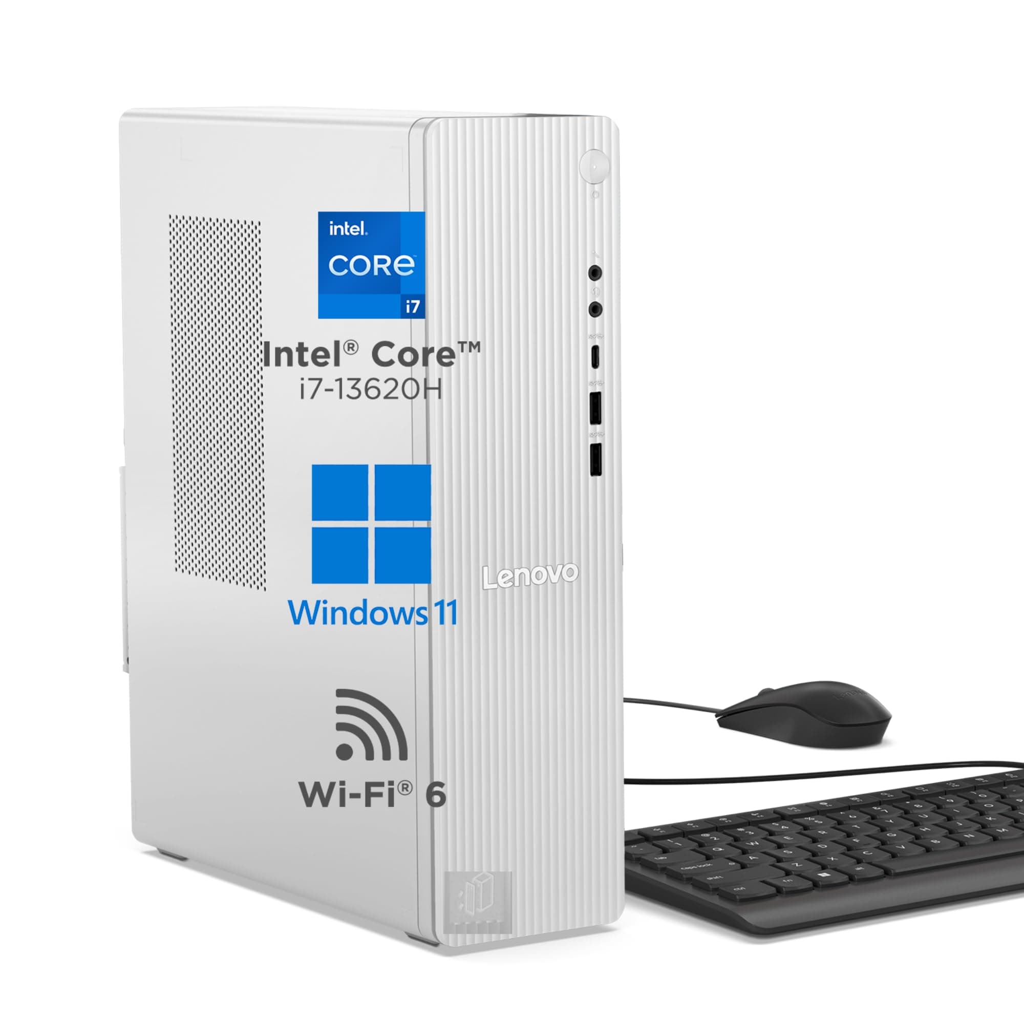 Lenovo IdeaCentre Tower 13th Gen Core i7-13620H (8GB RAM/512GB SSD/Windows 11/WiFi 6/Bluetooth 5.2/USB Calliope Keyboard & Mouse,Black/3Yr Warranty/Gr...
