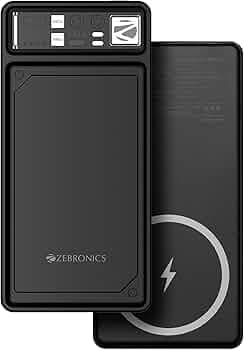 ZEBRONICS MW61 Wireless Power Bank, 10000 mAh, Rapid Charge, Built-in Wireless Charging Pad, Outputs - 22.5W Wired | 15W Wireless, Type C PD 3.0, LED ...